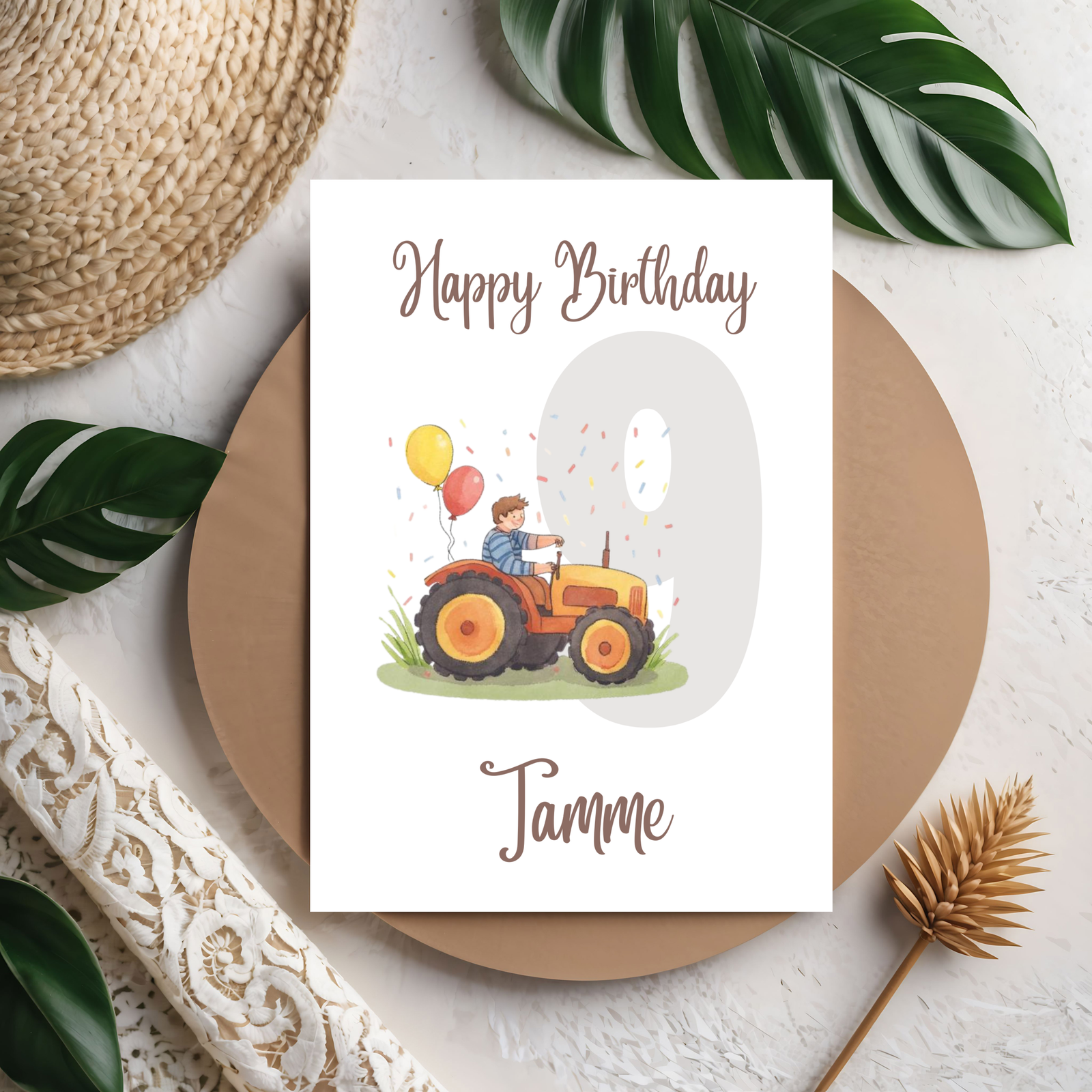 3D Happy Birthday Trecker Karte – Süße Kinder-Geburtstagskarte mit buntem Traktor aus PLA – 3D Deko – ASDEPRO