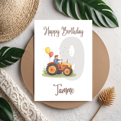 Happy Birthday Trecker Karte – Süße Kinder-Geburtstagskarte mit buntem Traktor