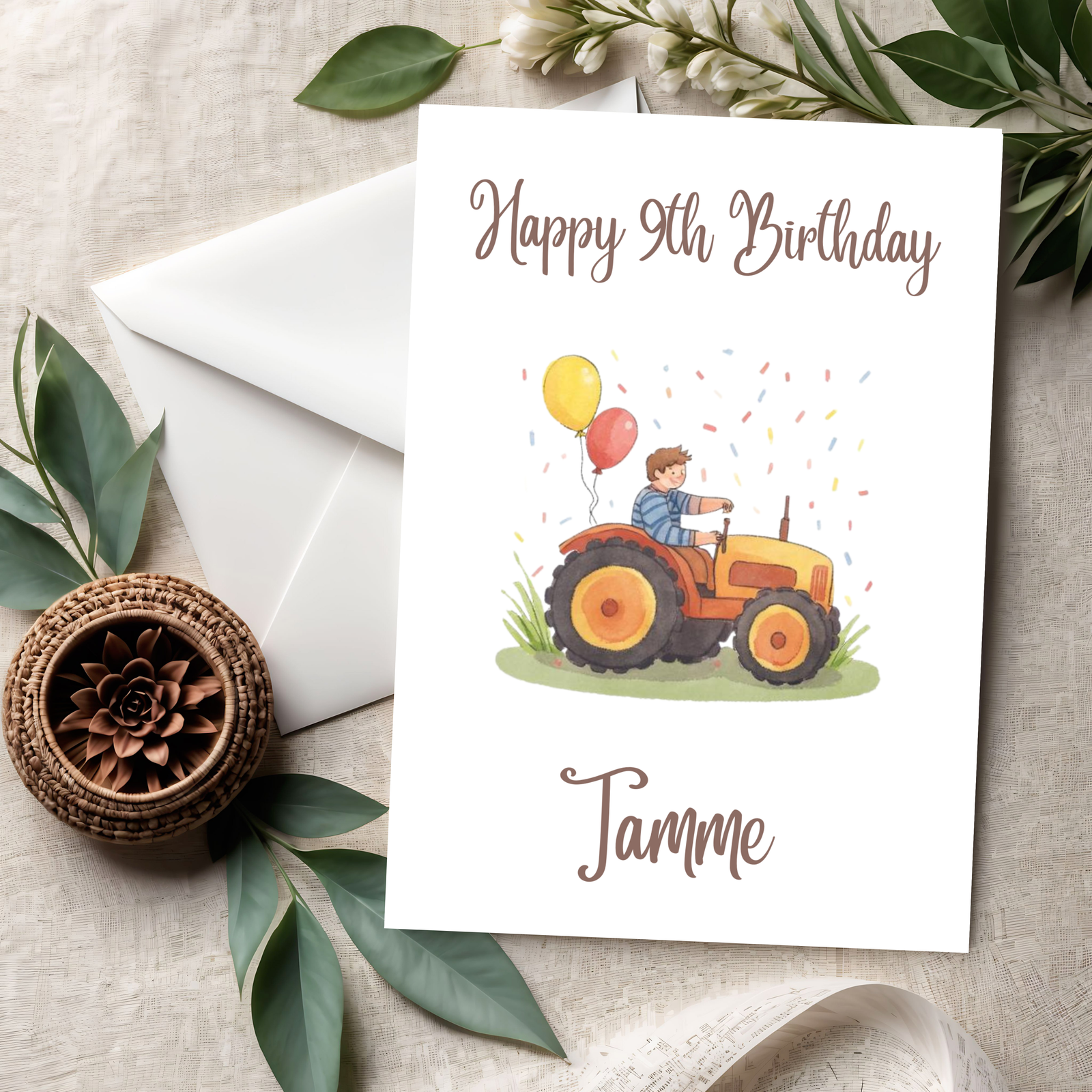 3D Happy Birthday Trecker Karte – Süße Kinder-Geburtstagskarte mit buntem Traktor aus PLA – 3D Deko – ASDEPRO