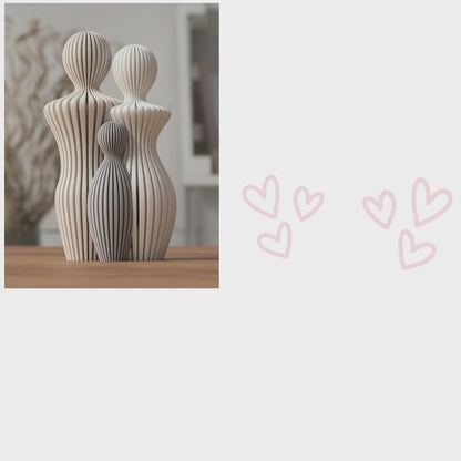 Minimalistische Vaterfigur mit 3 Kindern – moderne Familienfigur